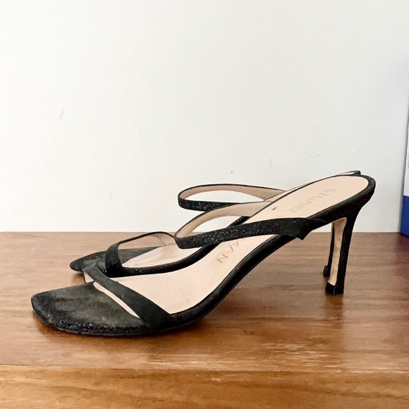 Stuart Weitzman Aleena 75 mid heel sandal black glitter 7.5 - Picture 9 of 10